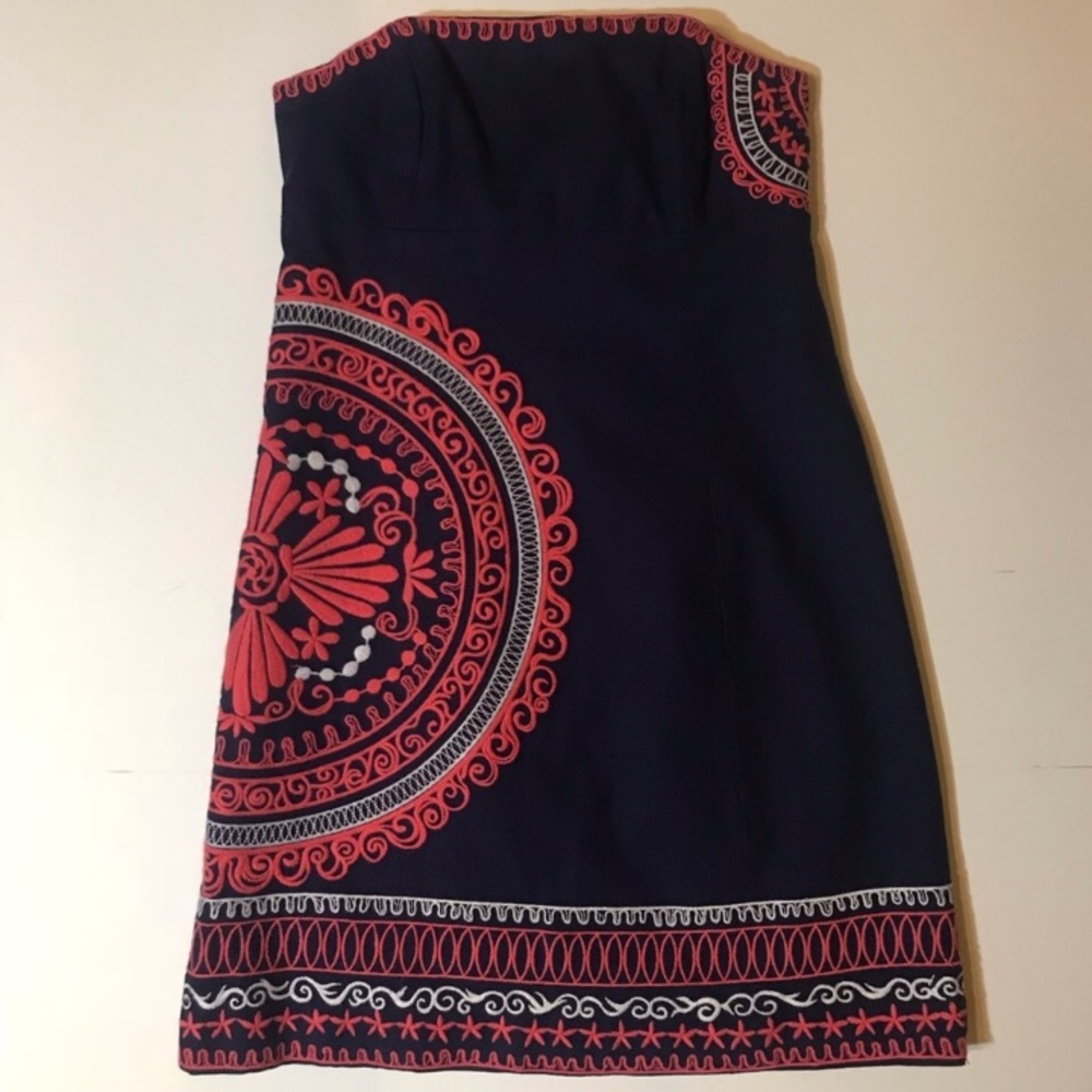 Lily Pulitzer Bowen Navy And Coral Strapless